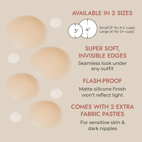 Vista 5 de Nipple Cover - Available in 6 Skin Tones, Adhesive Silicone Reusable Pasties, Covers Stickers Cacao