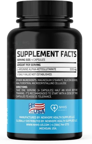 Vista 7 de Supreme Potency L-Arginina AAKG, 3200 mg, 100 cápsulas veganas Apoya la fuerza muscular, apoya la resistencia y la circulación, sin OMG, sin