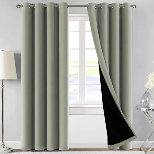 Vista 18 de MeilleMaison Paneles de cortina 100 % opacas para ventana de dormitorio, bloqueo de luz completa, de 84 pulgadas de largo, con aislamiento térmico