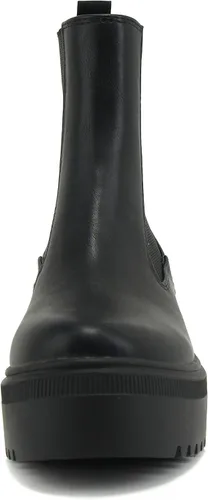 Vista 4 de Soda Reeve Botín de tobillo Chelsea con plataforma y suela de tacón bajo para mujer con doble elástico