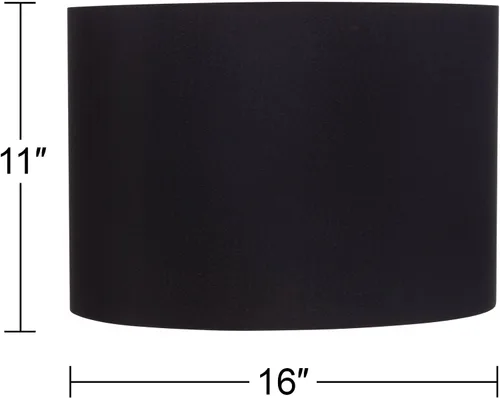 Vista 4 de Pantalla de lámpara de tambor de tapa dura grande negra (premontada) 16 pulgadas superior x 16 pulgadas inferior x 11 pulgadas de alto (araña)