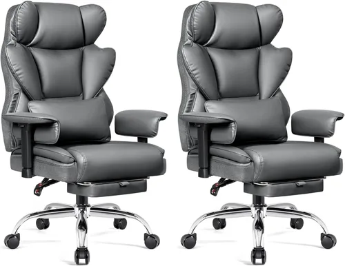 Vista 14 de BESTFAIR Silla de Oficina Grande y Alta - Silla Ejecutiva de Servicio Pesado 400 LBS con Soporte Lumbar y Reposapiés, Silla de Escritorio Ergonómica