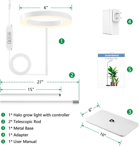 Vista 7 de Luces de cultivo de suelo de espectro completo de 68 pulgadas para Blanco - Doble cabeza de pie