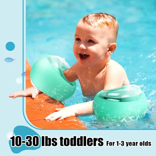 Vista 5 de Loowarts Flotadores de brazo para niños de 1 a 3 años, las bandas inflables flotan como alas de agua y trajes de baño, sistema de seguridad