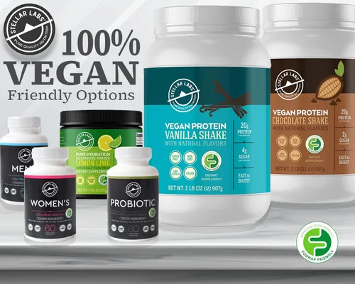 Vista 6 de Stellar Labs Proteína vegana en polvo con BCAA y antioxidantes Certificado bajo en FODMAP, sin OMG, sin gluten, sin soja, bajo en carbohidratos