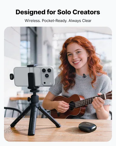 Vista 2 de BOYA Mini 2 Micrófono inalámbrico Lavalier para iPhone 15-17/Android, cancelación de ruido, control de aplicaciones, 48 kHz/24 bits, mini micrófono