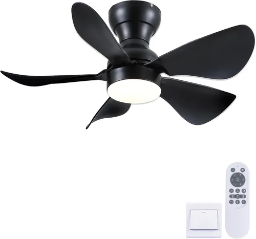 Vista 12 de Kviflon Ventiladores de techo de 46 pulgadas modernos con luces, ventilador de techo de montaje empotrado con control remoto/APP, 3 aspas curvas