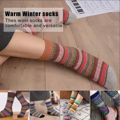 Vista 3 de FYC - Calcetines de invierno, para mujer, cálidos, de lana suave y gruesa, regalo de Navidad, calcetines deportivos acogedores, regalo para mujer