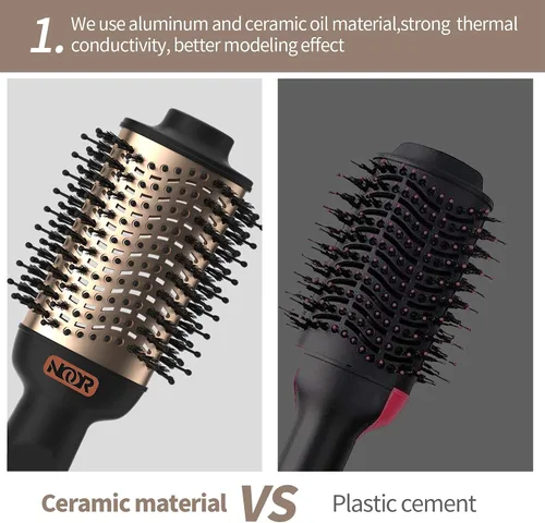 Vista 3 de NOOR Cepillo secador de pelo caliente 4 en 1, control de encrespamiento, cepillo secador de pelo, cepillo secador de pelo, cepillo para secar