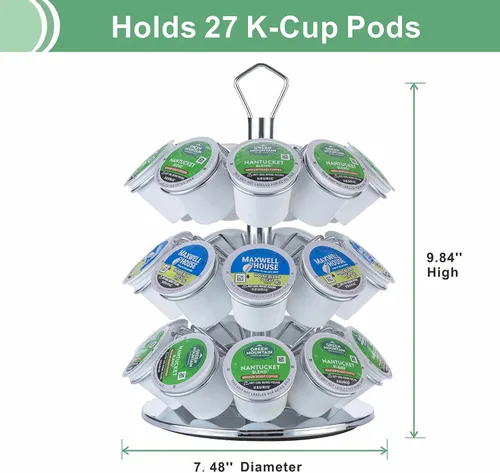 Vista 2 de Soporte para cápsulas de café K de almacenamiento de 3 niveles compatible con 27 cápsulas K-Cup 27 vainas-3 niveles