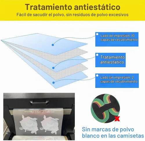 Vista 5 de Yamation Película de transferencia DTF: 13 x 19 pulgadas, 50 hojas de papel de transferencia de PET de doble cara con acabado mate premium directo
