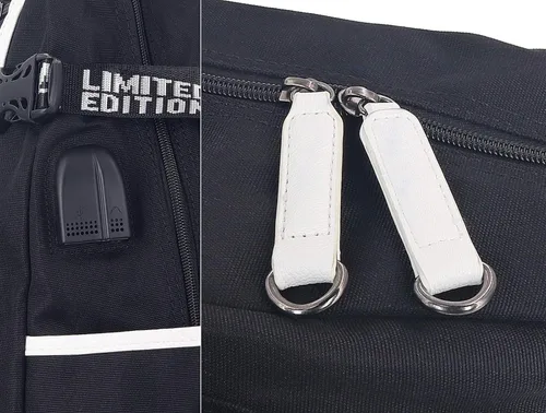 Vista 7 de Roffatide Anime - Mochila de mayordomo negro con puerto de carga USB y puerto para auriculares
