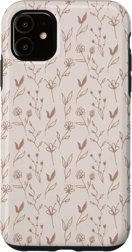 Vista 8 de iPhone 16 Hojas Botánico Flor Planta Línea Arte Terracota Case