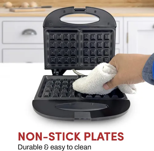 Vista 8 de Elite Gourmet Maxi-Matic - Máquina eléctrica antiadherente para hacer gofres belga, desayuno, sándwiches, compacta y portátil, 2 rebanadas