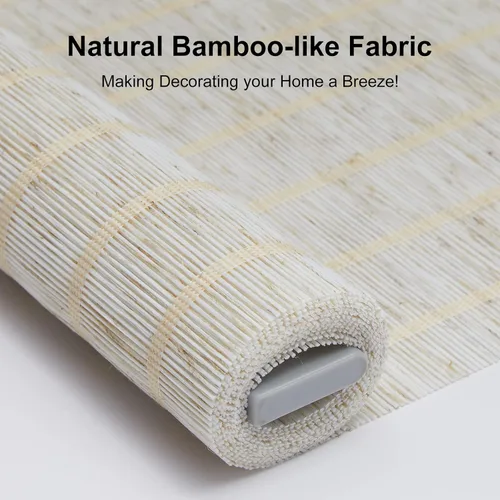 Vista 2 de Tonature Persianas sin cordones con casete con aspecto de bambú natural, persianas y persianas de parada libre, cortinas enrollables con filtro