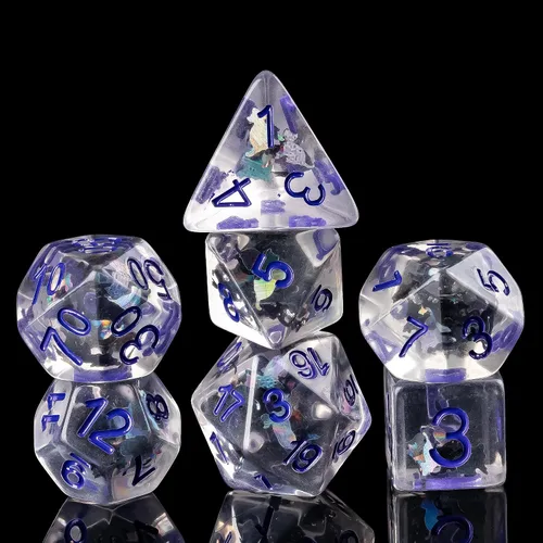 Vista 34 de Cusdie 8 dados DND, juego de dados poliédricos rellenos de animales, juego de dados de animales para juegos de rol, dados D&D