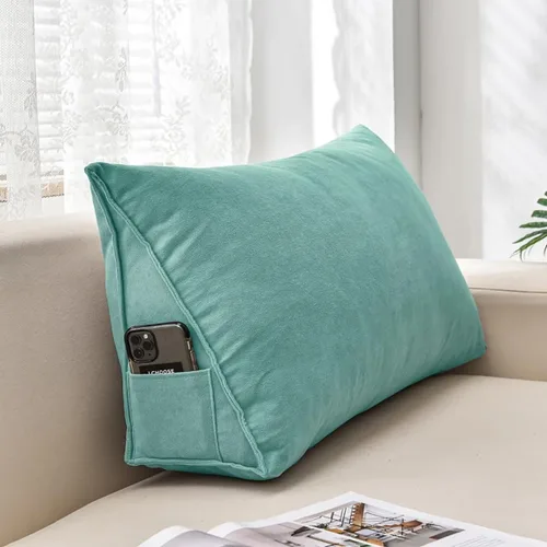 Vista 12 de Almohadas de cuña para cabecero, almohada de lectura triangular, almohadas de respaldo para reposo en cama, cojín de felpilla suave de color sólido