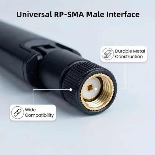 Vista 3 de Antena de tres bandas WiFi 6E 2X 10dBi 2.4GHz/5GHz/5.8GHz de alta ganancia MIMO RP-SMA macho para enrutador WiFi, tarjeta PCIe, adaptador