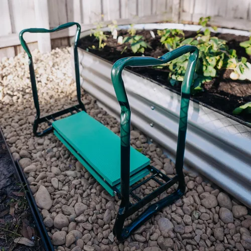 Vista 7 de Backyard Expressions Garden Kneeler & Seat – Taburete de jardín 2 en 1, banco de jardinería plegable con almohadilla acolchada para deshierbe
