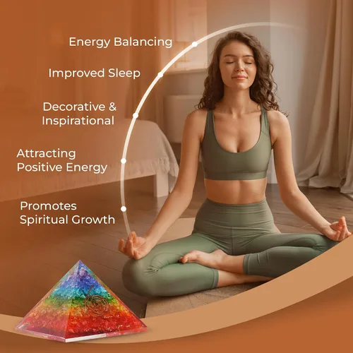 Vista 2 de Pirámide de orgón del Éxito – Pirámide de orgonita de 7 Chakras para sanación, meditación, alivio del estrés, energía positiva y equilibrio