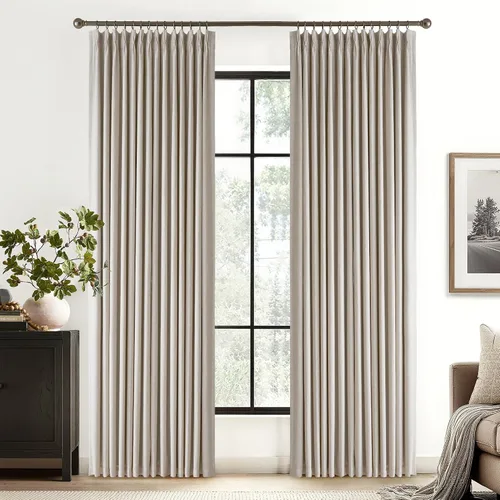 Vista 43 de RYB HOME Cortinas de lino texturizado 100% opacas de 84 pulgadas de largo, aislamiento térmico, privacidad, ahorro de energía para dormitorio, sala