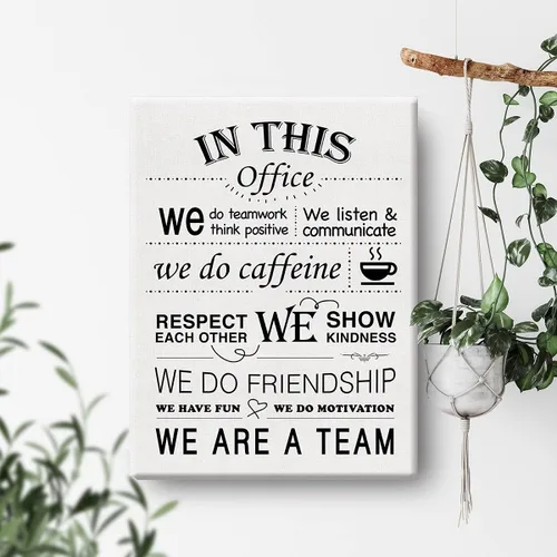 Vista 4 de Arte inspirador de pared de oficina en esta oficina con cita en lienzo impresiones para decoración de pared enmarcado, regalos motivacionales