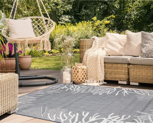 Vista 11 de Liora Manne Carmel - Alfombra decorativa de mezcla sintética para interiores y exteriores, de bajo perfil, contemporánea, decoración de peces Agua