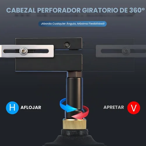 Vista 6 de NEWTRY Perforadora neumática de 0.197 in perforadora de orificio de aire industrial, herramienta de brida perforadora de mano de metal profundo