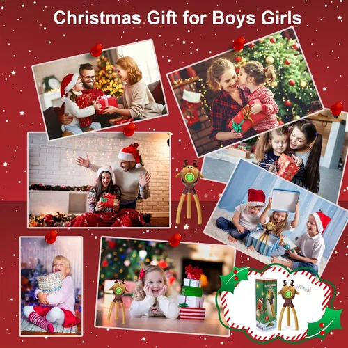 Vista 6 de Linterna de Navidad para niños, juguete de regalo - Papá Noel, pulpo plegable con soporte, LED con 8 modos de color y 8 canciones, regalo para niños