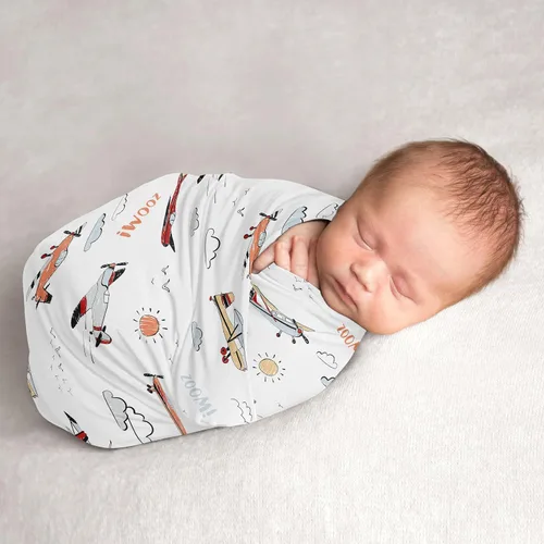 Vista 9 de Sweet Jojo Designs Béisbol Bebé Niño Manta Manta Jersey Stretch Knit para Recién Nacido o Infantil Recibir Seguridad - Rojo y Blanco Americana Sports