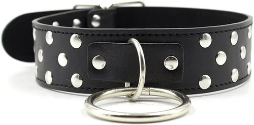 Vista 5 de Gargantilla con correa, gargantilla ajustable de piel sintética, collar punk, collar de cuello punk, remache con hebilla de acero inoxidable, Cuero