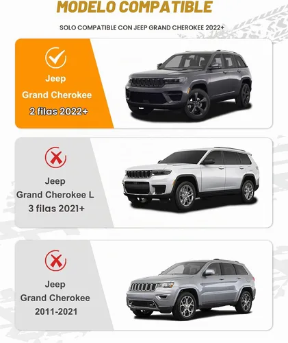 Vista 2 de Estribos para Jeep Grand Cherokee 2022-2026 de 2 filas SWB (excepto 4xe) Negros, de aluminio, pasos laterales