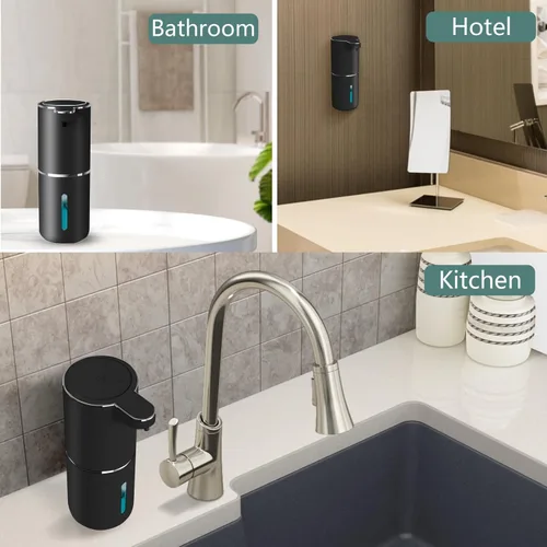 Vista 5 de Paquete de 2 dispensadores automáticos de jabón espumoso sin contacto, dispensador recargable por USB, dispensador eléctrico montado en la pared