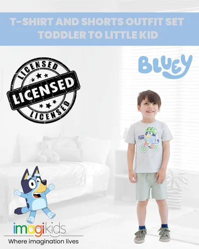 Vista 2 de Bluey Conjunto de camiseta y pantalones cortos para niños pequeños