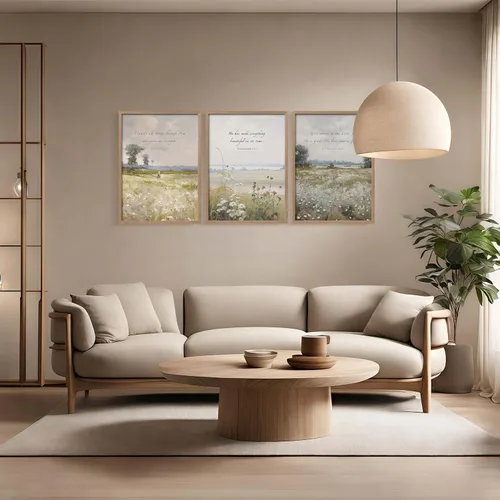 Vista 6 de 3 piezas enmarcadas de versículos bíblicos con flores, arte de pared en lienzo, impresiones inspiradoras botánicas, carteles de galería religiosos