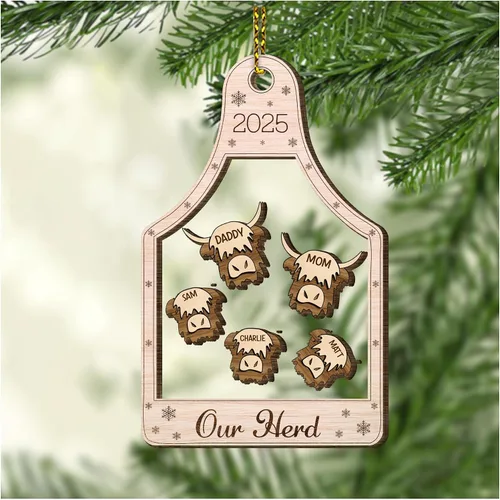 Vista 15 de Hyturtle Regalos de Adornos de Navidad Personalizados para Amantes de Vacas Highland - Adorno de Cerámica Navideño de Vaca Highland con Nombre