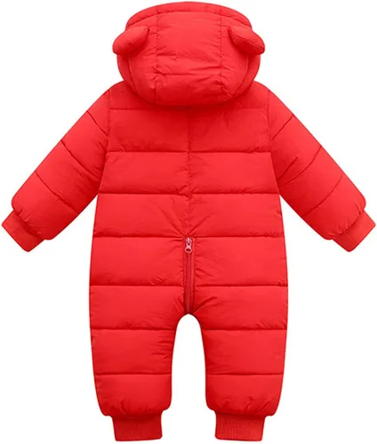 Vista 2 de Traje de nieve para bebé, para niños, con forro polar, grueso, con cremallera, resistente al viento, para bebé