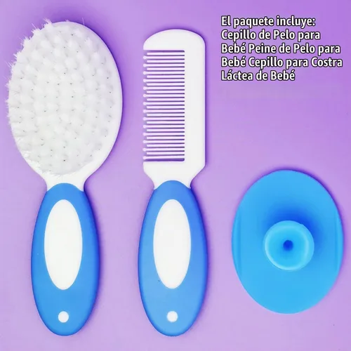 Vista 2 de Cepillo para cabello de bebé, cepillo para costra láctea, peine para cabello de bebé, set de cepillo y peine para cabello de bebé para recién