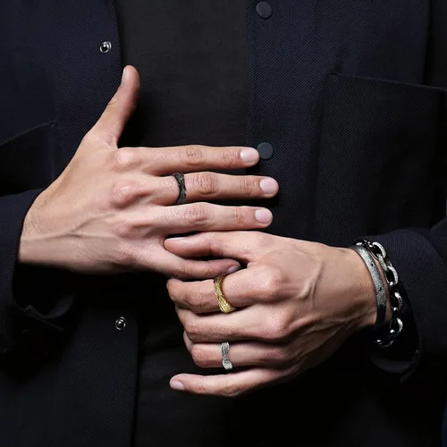 Vista 2 de Bestyle Anillos de ala de ángel antiguos para mujeres y hombres, anillos de banda de plumas de guardián, anillos de promesa de pareja