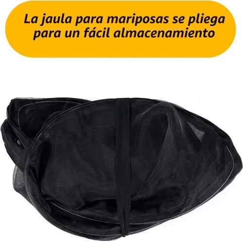 Vista 6 de Hábitat de mariposa monarca resistente de 30 pulgadas, jaula plegable para exteriores, terrario con protección de cremallera