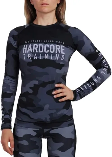 Vista 8 de Hardcore Training Camiseta de compresión de manga larga para mujer, capa base de compresión, ajustada, yoga, correr, gimnasio, entrenamiento
