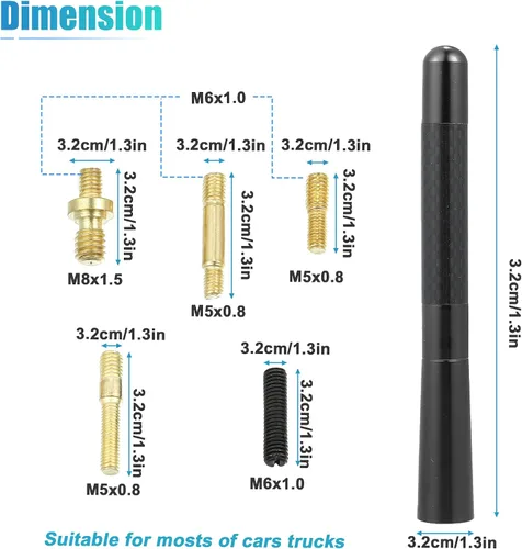 Vista 4 de X AUTOHAUX 1 Unidades 4.7 in 4.7 Pulgadas Universal Coche AM FM Radio Señal Antena Mástil para Jeep para Dodge para Ram para Ford para Toyota Fibra