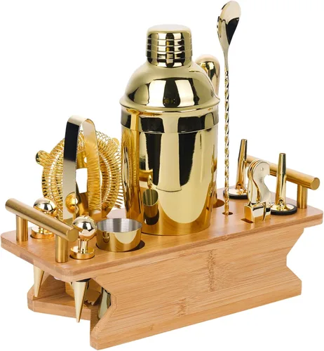 Vista 8 de JNWINOG Juego de coctelera de acero inoxidable, kit de bartending de 18.6 onzas, juego de cóctel de mezcla de bebidas, kit profesional de bar y bar