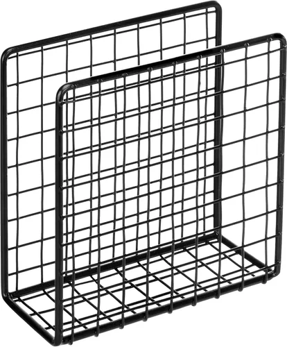 Vista 2 de Servilletero de pie de metal con diseño de rejilla de alambre, soporte de servilleta de cóctel de mesa de comedor vertical