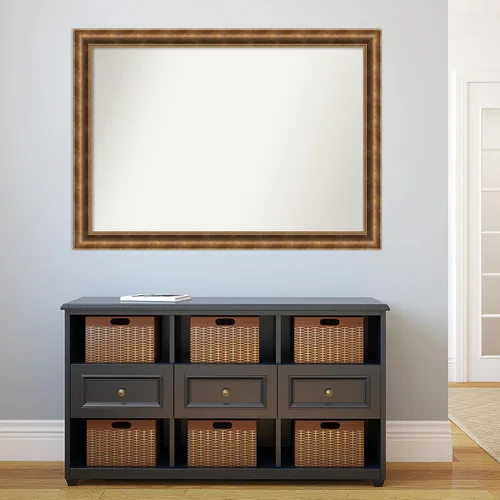 Vista 1093 de Amanti Art Espejo de pared personalizado no biselado (25 x 25 pulgadas), marco de bronce acentuado, varios tamaños personalizados, espejo de baño