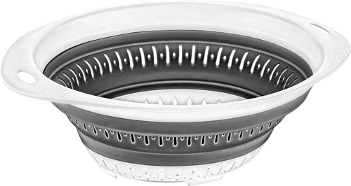 Vista 3 de Coladores plegables (coladores) para frutas, verduras y alimentos, tamaño 8" - 2 cuartos (gris)