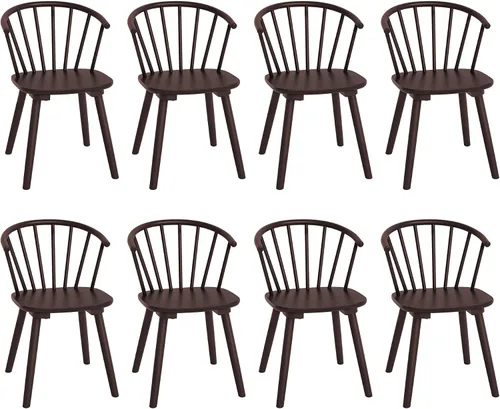 Vista 13 de LUE BONA Juego de 6 Sillas de Comedor Negras, Sillas de Comedor de Madera Estilo Granja con Respaldo Semicircular, Silla de Comedor de Husillo