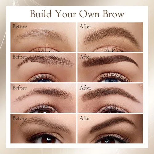 Vista 4 de Lápiz de cejas 2 en 1 con gel, 2025 nuevo lápiz mágico impermeable para cejas, bolígrafo de cejas microblading 3D de doble punta con 4 puntas