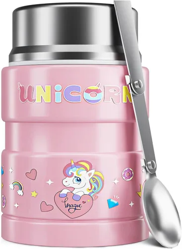 Vista 15 de Charcy Termo de 17oz para alimentos calientes, contenedor de comida aislado para almuerzo con cuchara plegable QB - Negro