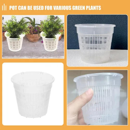 Vista 3 de 3 Pcs Plastic Orchid Pots with Drainage, Breathable Root Control Xmas